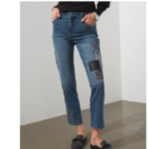 Chico's Jeans Size 2 2 Chicos So Slimming Girlfriend Embroidered